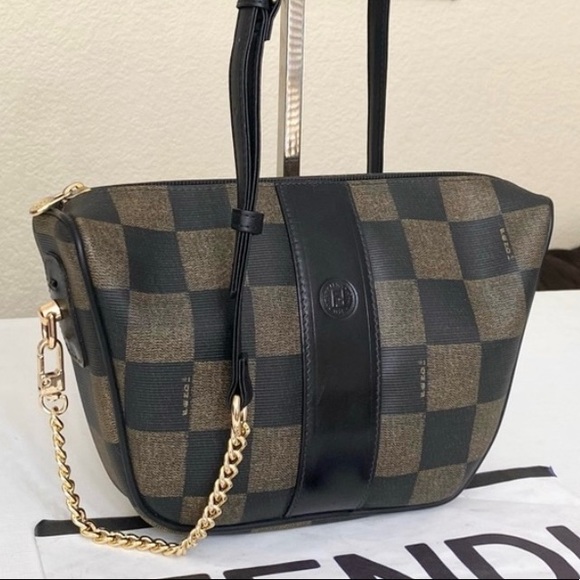 💼 Vintage FENDI Check Pattern Pouch/Crossbody - Picture 11 of 12